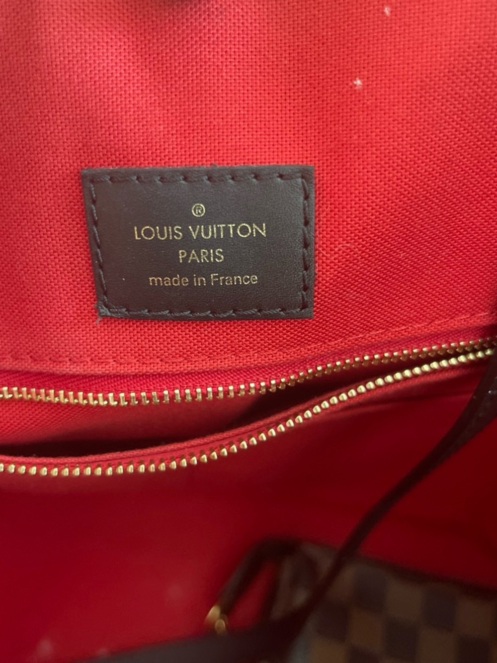 Louis Vuitton Brown Damier Ebene Tote with Red Interior - Picture 3 of 6